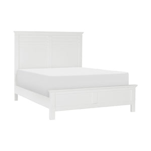 English Elm California King Farmhouse Bedroom Set Solid Wood White Finish with Matching Nightstand B011S07079