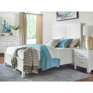 English Elm California King Farmhouse Bedroom Set Solid Wood White Finish with Matching Nightstand B011S07079