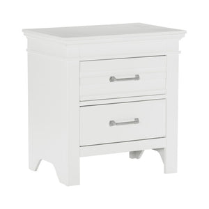 English Elm California King Farmhouse Bedroom Set Solid Wood White Finish with Matching Nightstand B011S07079