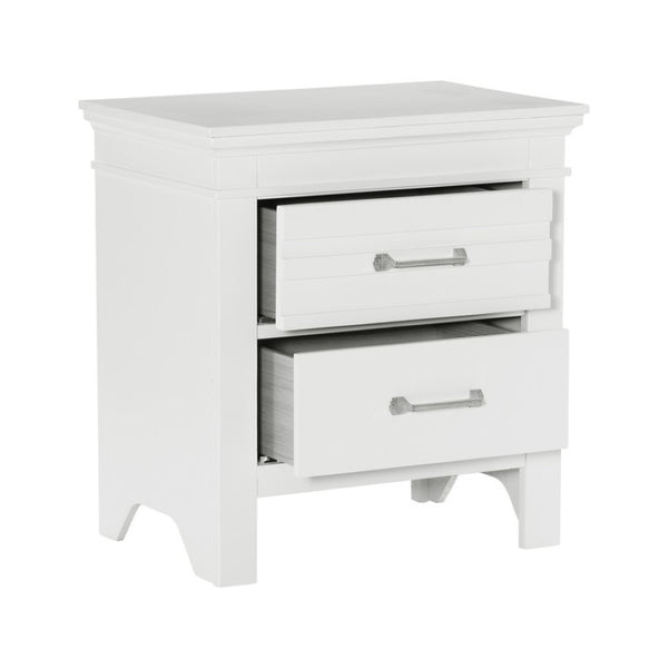 English Elm Full Bedroom Set Three Piece White Farmhouse Bed with Two Wood Nightstands B011S07086