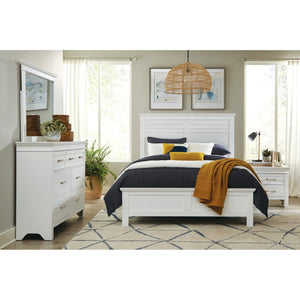 English Elm Full Bedroom Set Three Piece White Farmhouse Bed with Two Wood Nightstands B011S07086