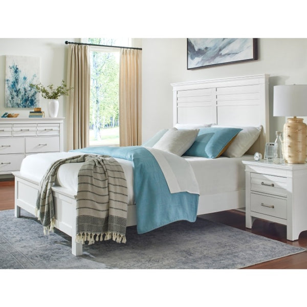 English Elm Full Bedroom Set Three Piece White Farmhouse Bed with Two Wood Nightstands B011S07086