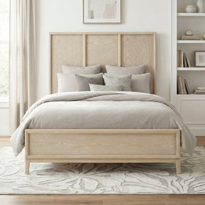 English Elm Eastern King Panel Bed Nightstand and Five Drawer Chest Set in Oak Veneer B011S07100