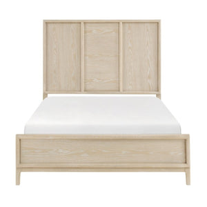 English Elm Eastern King Panel Bed Nightstand and Five Drawer Chest Set in Oak Veneer B011S07100