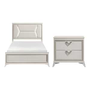 English Elm Eastern King Panel Bed Set Chenille Headboard LED Lighting Glam Two Tone Finish B011S07121