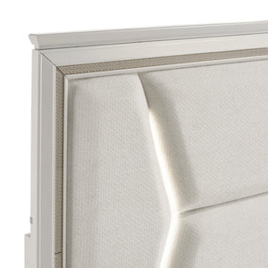 English Elm Eastern King Panel Bed Set Chenille Headboard LED Lighting Glam Two Tone Finish B011S07121