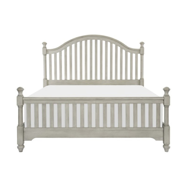 English Elm Queen Bed Set with Nightstands Pine and Oak Modern Farmhouse Slat Headboard Gray B011S07138