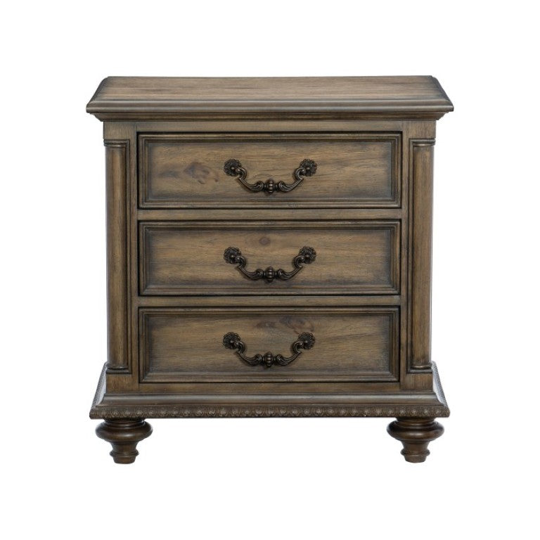 English Elm Night Stand Dresser Mirror Chest 4 Piece Bedroom Set Knotty Pecan Wood Veneer B011S07140