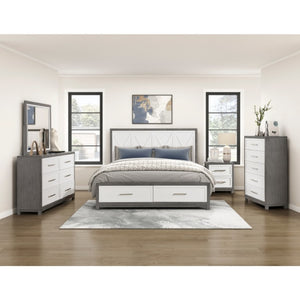 English Elm Night Stand Dresser Mirror Chest Bedroom Set Ivory Gray Contemporary Storage B011S07150