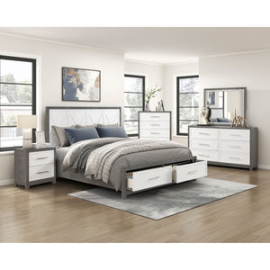 English Elm Night Stand Dresser Mirror Chest Bedroom Set Ivory Gray Contemporary Storage B011S07150