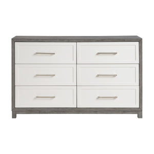 English Elm Night Stand Dresser Mirror Chest Bedroom Set Ivory Gray Contemporary Storage B011S07150