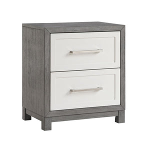 English Elm Night Stand Dresser Mirror Chest Bedroom Set Ivory Gray Contemporary Storage B011S07150