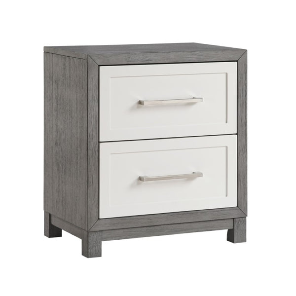 English Elm Night Stand Dresser Mirror Chest Bedroom Set Ivory Gray Contemporary Storage B011S07150