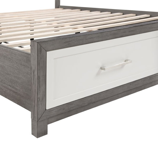 English Elm Queen Platform Bed and Nightstand Set Solid Wood Two Tone Contemporary Bedroom B011S07158