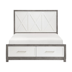 English Elm Queen Platform Bed and Nightstand Set Solid Wood Two Tone Contemporary Bedroom B011S07158
