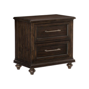 English Elm Queen Bed and Nightstand Set Artisan Acacia Veneer Driftwood Charcoal Bedroom B011S07168