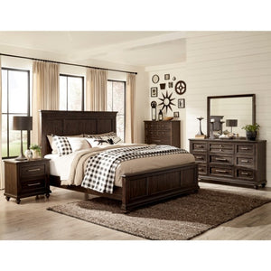 English Elm Queen Bedroom Set with Nightstand and Chest in Hand-Textured Acacia Driftwood Finish B011S07169