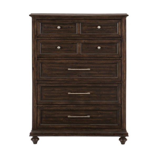 English Elm Queen Bedroom Set with Nightstand and Chest in Hand-Textured Acacia Driftwood Finish B011S07169
