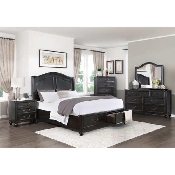 English Elm Night Stand Dresser Mirror Chest 4 Piece Birch Veneer Bedroom Set Traditional Style B011S07170
