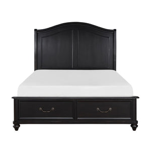 English Elm Eastern King Bedroom Set Birch Veneer Bed with Nightstand in Charcoal Finish B011S07172