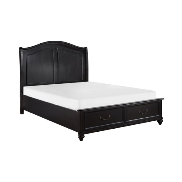 English Elm Eastern King Bedroom Set Birch Veneer Bed with Nightstand in Charcoal Finish B011S07172