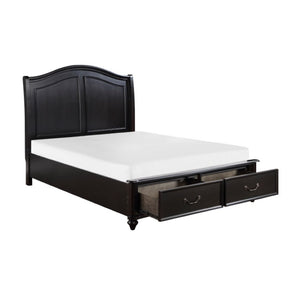 English Elm Eastern King Bedroom Set Birch Veneer Bed with Nightstand in Charcoal Finish B011S07172