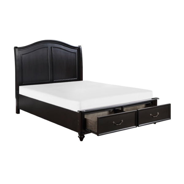 English Elm Eastern King Bedroom Set Birch Veneer Bed with Nightstand in Charcoal Finish B011S07172