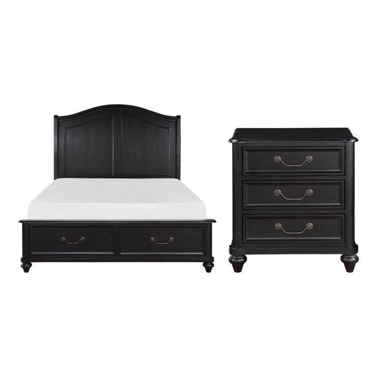 English Elm California King Bedroom Set Birch Veneer Traditional Curved Headboard Charcoal Brown B011S07175