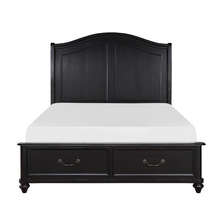 English Elm California King Bedroom Set Birch Veneer Frame with Antiqued Pewter Hardware Two Nightstands B011S07176