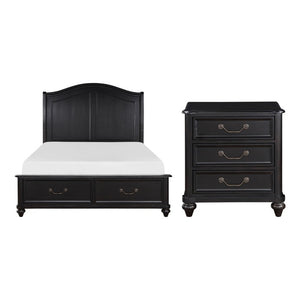 English Elm Queen Bed and Nightstand Set Birch Veneer Traditional Master Bedroom Storage B011S07178