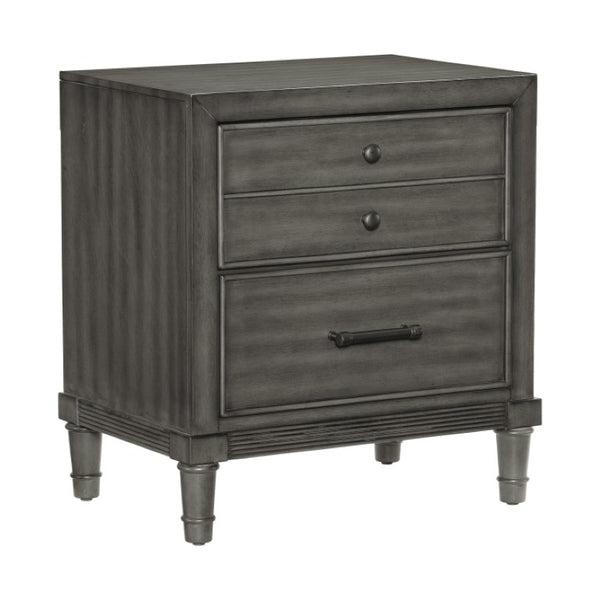 English Elm Eastern King Storage Bed Set with LED Shelves USB Charging and Gray Veneer Finish B011S07183