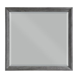 English Elm Night Stand Dresser Mirror Chest Bedroom Set Birch Veneer Faux Leather Gray Finish B011S07192