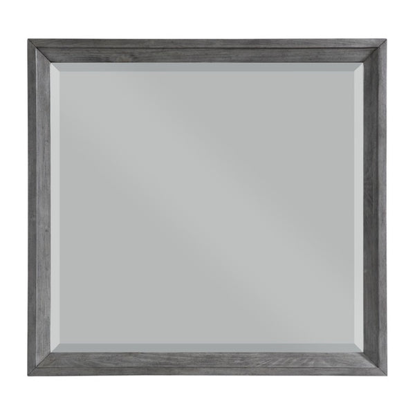 English Elm Night Stand Dresser Mirror Chest Bedroom Set Birch Veneer Faux Leather Gray Finish B011S07192