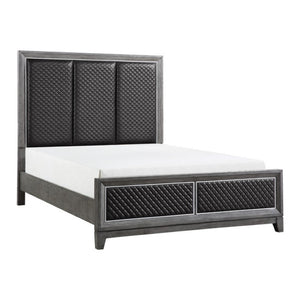 English Elm California King Bedroom Set Birch Veneer Faux Leather Diamond Panels Urban Loft Style B011S07198