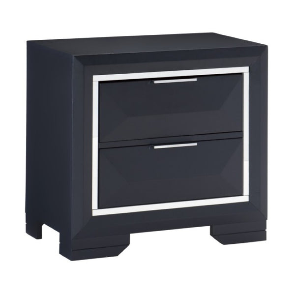 English Elm California King Storage Bed Set with Bookcase Headboard in Sleek Midnight Blue Lacquer B011S07208