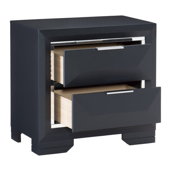 English Elm California King Storage Bed Set with Bookcase Headboard in Sleek Midnight Blue Lacquer B011S07208