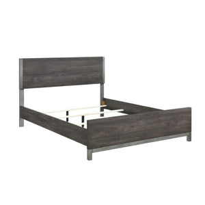 English Elm California King Bedroom Set Low Profile Faux Wood Frame with Antique Silver Accents B011S07220