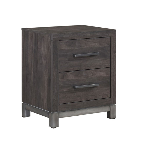 English Elm California King Bedroom Set with Nightstand and Chest in Dark Gray Melamine Finish B011S07221