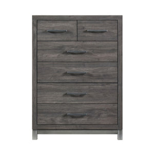 English Elm California King Bedroom Set with Nightstand and Chest in Dark Gray Melamine Finish B011S07221