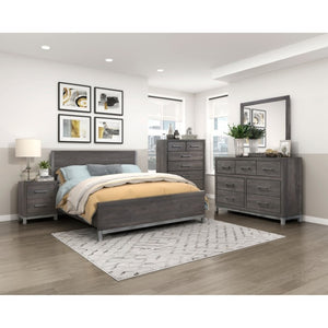 English Elm California King Bedroom Set with Nightstand and Chest in Dark Gray Melamine Finish B011S07221