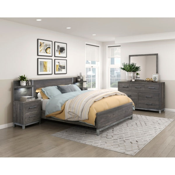 English Elm California King Bedroom Set with Nightstand and Chest in Dark Gray Melamine Finish B011S07221