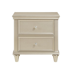 English Elm Twin Bedroom Set with Button Tufted Headboard Faux Leather Insert and Silver Knob Nightstand B011S07253