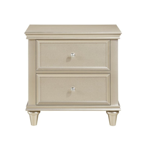 English Elm Twin Bedroom Set Tufted Faux Leather Headboard with Nightstands in Off White Glam B011S07254