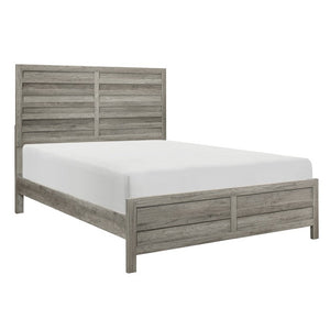 English Elm Queen Bedroom Set with Two Nightstands Weathered Gray Rustic Transitional Style B011S07264