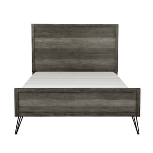English Elm Twin Bed and Nightstand Set Acacia Wood Slat Design with Metal Legs Urban Style B011S07276