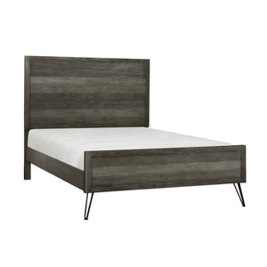 English Elm Twin Bed and Nightstand Set Acacia Wood Slat Design with Metal Legs Urban Style B011S07276