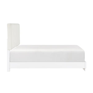 English Elm California King Bedroom Set Faux Fur Tufted Headboard with Pearl White Nightstands B011S07281