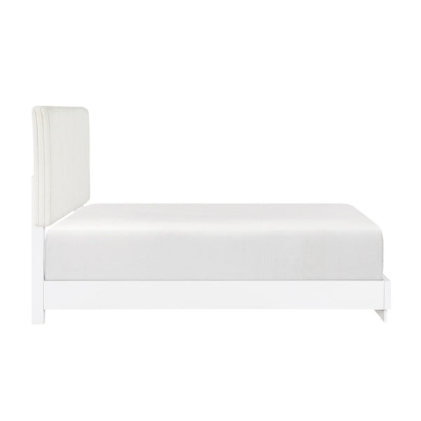 English Elm Queen Bedroom Set Faux Fur Tufted Headboard Pearl White Glam 3 Piece Storage B011S07285