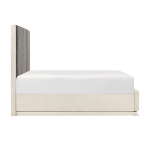 English Elm Queen Platform Bed Set with LED Lighting Chenille Headboard Nightstand and Chest B011S07286