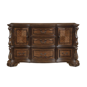 English Elm Night Stand Dresser Mirror Chest 4 Piece European Pecan Burl Veneer Bedroom Set B011S07287